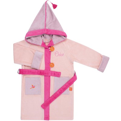 Peignoir de bain tonkinoise rose personnalisable (4-6 ans)