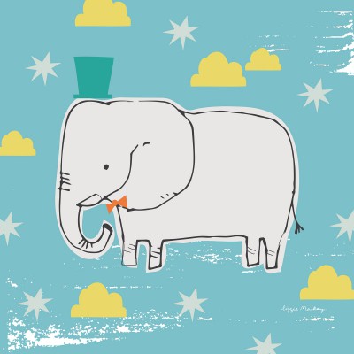 Tableau go wild by lizzie mackay mister éléphant (30 x 30 cm)