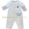 Ensemble T-shirt et salopette ''Le plus doudou'' Aquarelle bleue (1 mois au 12 mois)