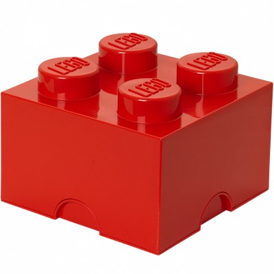 Boite de rangement empilable lego rouge 4 plots