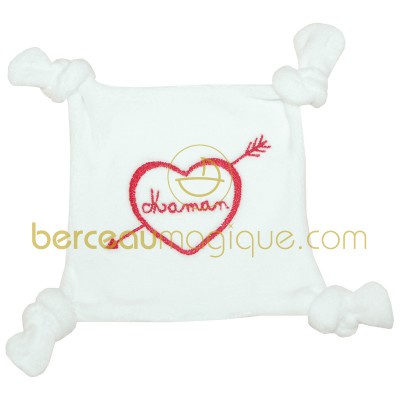 Doudou plat velours brod� Maman par BB & Co