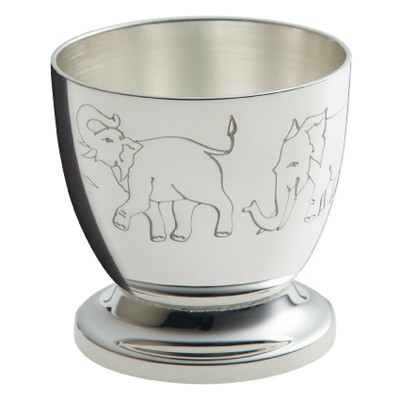 Coquetier El�phants (m�tal argent�) par Ercuis