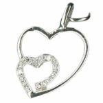 Pendentif Coeurs entrem�l�s et diamants (or blanc 750�) - Berceau magique bijoux