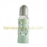 Biberon en verre de 250 ml avec sa housse de protection poudr� bleu - B�aba