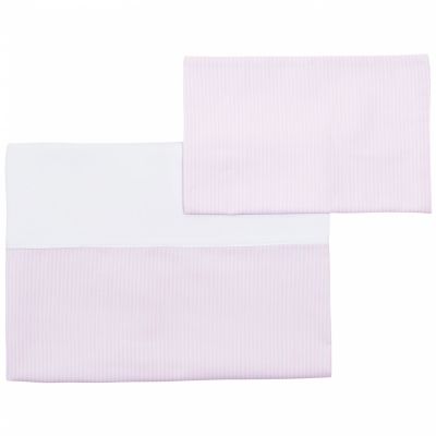 Drap de berceau + taie d'oreiller pink stripe (75 x 100 cm)