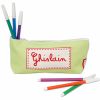 Trousse scolaire unie verte personnalisable
