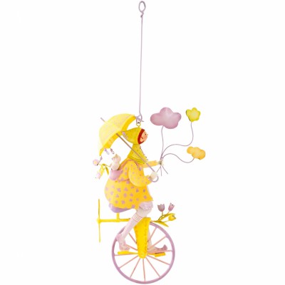 Mobile décoratif triplette jaune à l'ombrelle