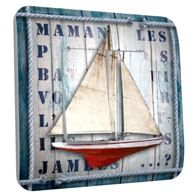 Interrupteur décoré double les petits bateaux