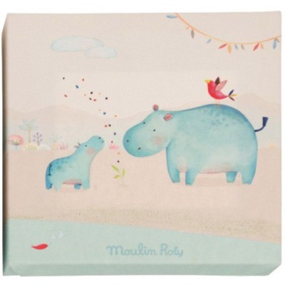 Tableau hippopotame les papoum (22 x 22 cm)