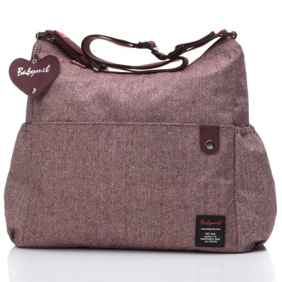 Sac à langer maman tweed aubergine big slouchy noeud