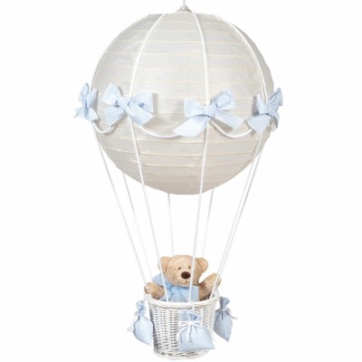 Lampe montgolfière vichy bleu