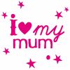 Mini sticker fluo I love mum (10 x 10 cm)
