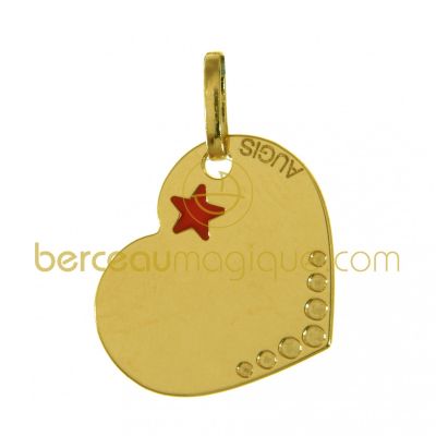 Pendentif Coeur laqu� rouge (Or jaune) par A.Augis