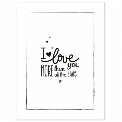 Poster i love you noir et blanc inspiring words by sophie cordier (30 x 40 cm)