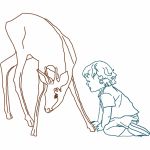 Sticker mural Oscar et la biche (90 x 100 cm) - Mimi'lou