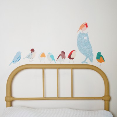 Sticker hibou bleu twitters earthy petit modèle