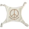 Doudou plat velours brod� ''Peace & Love'' �cru/or