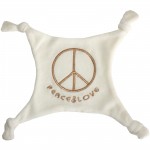 Doudou plat velours brod� ''Peace & Love'' �cru/or - BB & Co