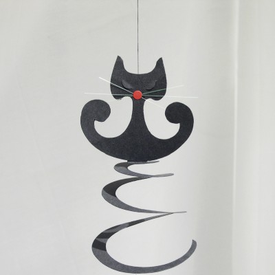 Mobile en papier chat noir spirale