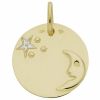 M�daille lune et �toiles (or jaune)