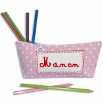 Trousse scolaire rose � pois personnalisable - Les Griottes