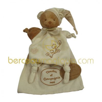 Doudou marionnette Ours Bio par Doudou et Compagnie