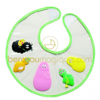 Bavoir 1er �ge avec figurines Barbapapa vert par Babycalin