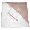 Sortie de bain avec gant blanc et taupe (100 x 100 cm)