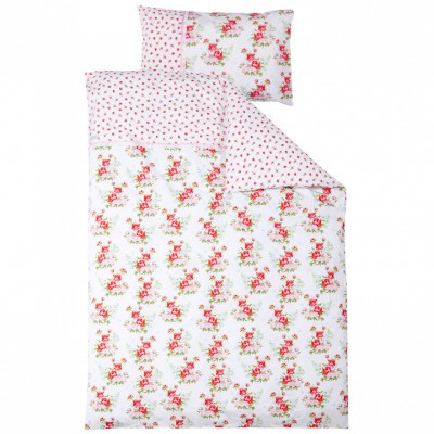 Parure de lit housse de couette et taie d’oreiller floral rose (100 x 135 cm)