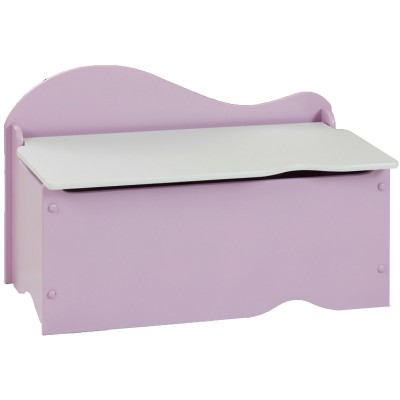 Coffre à jouets en bois rose couvercle blanc