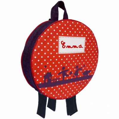 Sac � dos rouge � pois personnalisable par Les Griottes