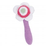 Hochet vertical Fleur rose en crochet - Sebra
