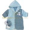 Peignoir b�b� personnalisable et mules assorties Aquarelle bleue 