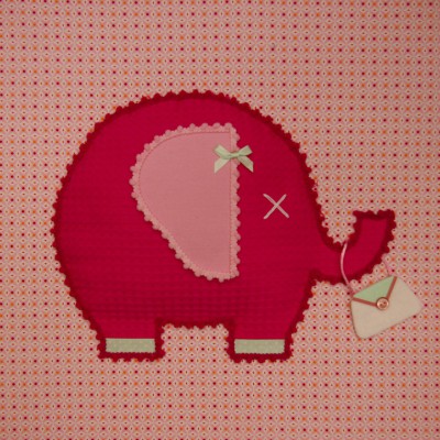 Tableau pretty pastels eléphant rose et rouge (40 x 40 cm)