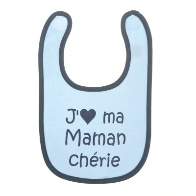Bavoir ''J'aime ma maman ch�rie'' ciel et marine   par BB & Co