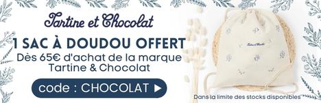 1 Sac à doudou offert dès 65€ d'achat de la marque Tartine & Chocolat > voir conditions