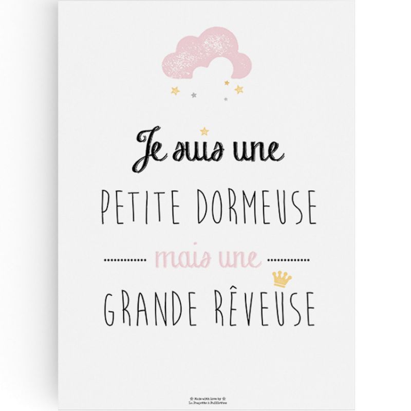 Affiche A3 Petite dormeuse La Poupette à paillettes