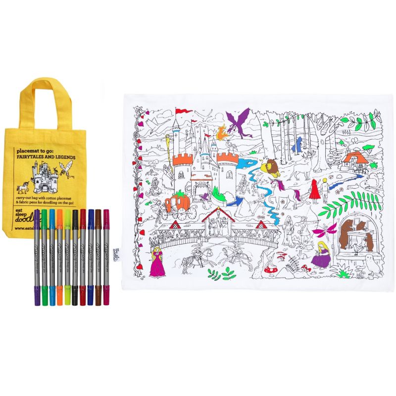 Set de table à colorier lavable et réutilisable Conte de fées avec 10 feutres Eatsleepdoodle Produit 1