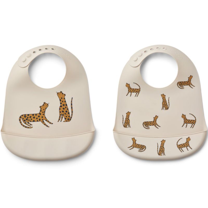 Lot de 2 bavoirs à poche Tilda Leopard Sandy Liewood