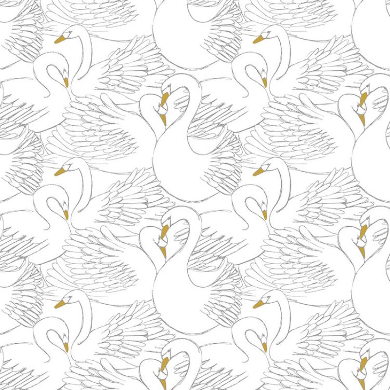 Papier peint motif cygnes (10 m) Lilipinso