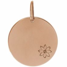 Médaille de naissance Petite Fleur personnalisable 15 mm (or rose 750°)  par Je t'Ador