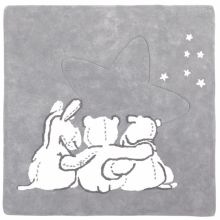Tapis coton gris et blanc Poudre d'étoiles 3 personnages (120 x 120 cm)   par Noukie's