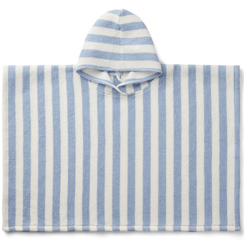 Poncho de bain Paco rayé sky blue creme de la creme (3-4 ans) Liewood