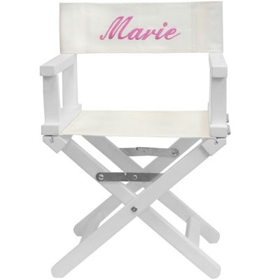 fauteuil metteur en scène rose pieds blancs (personnalisable)