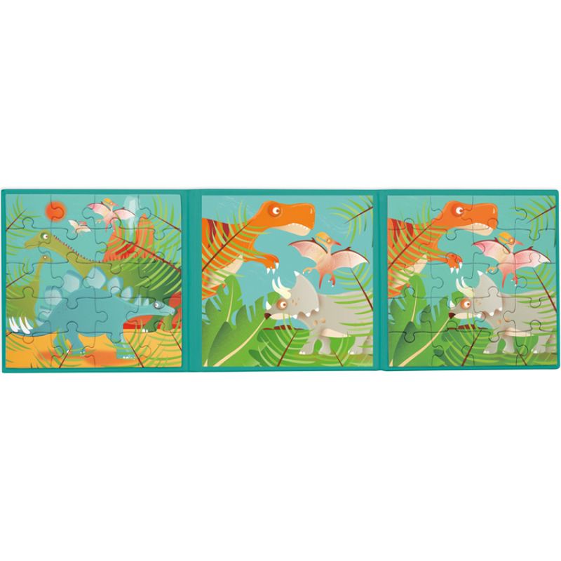 Livre 2 puzzles magnétiques en route dinosaures (20 pièces) Scratch