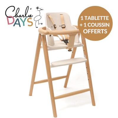 Pack 1 chaise Tobo White + 1 baby set + 1 tablette + 1 coussin Farrow  par Charlie Crane