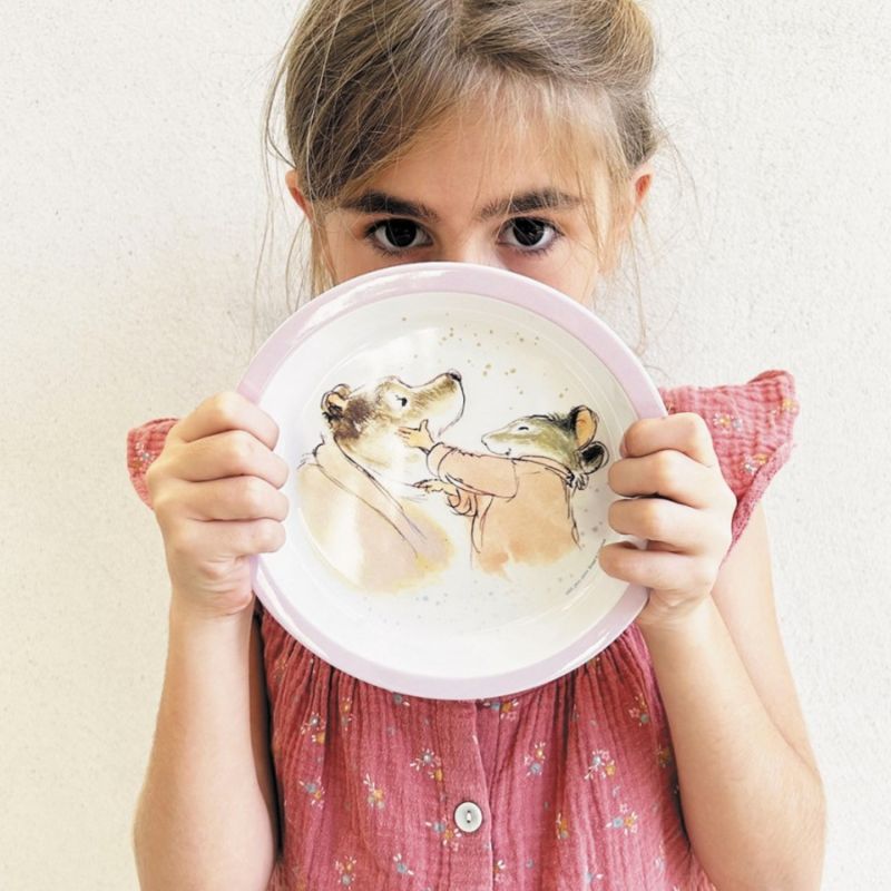 Assiette bébé ernest et célestine rose (18 cm) Petit Jour Paris Ambiance 2