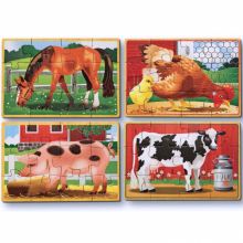 Set de puzzles en bois Animaux de la ferme (4 x 12 pièces)  par Melissa & Doug