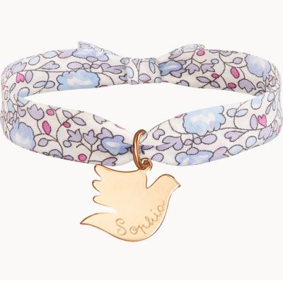 Bracelet enfant Liberty avec colombe personnalisable (plaqué or)
