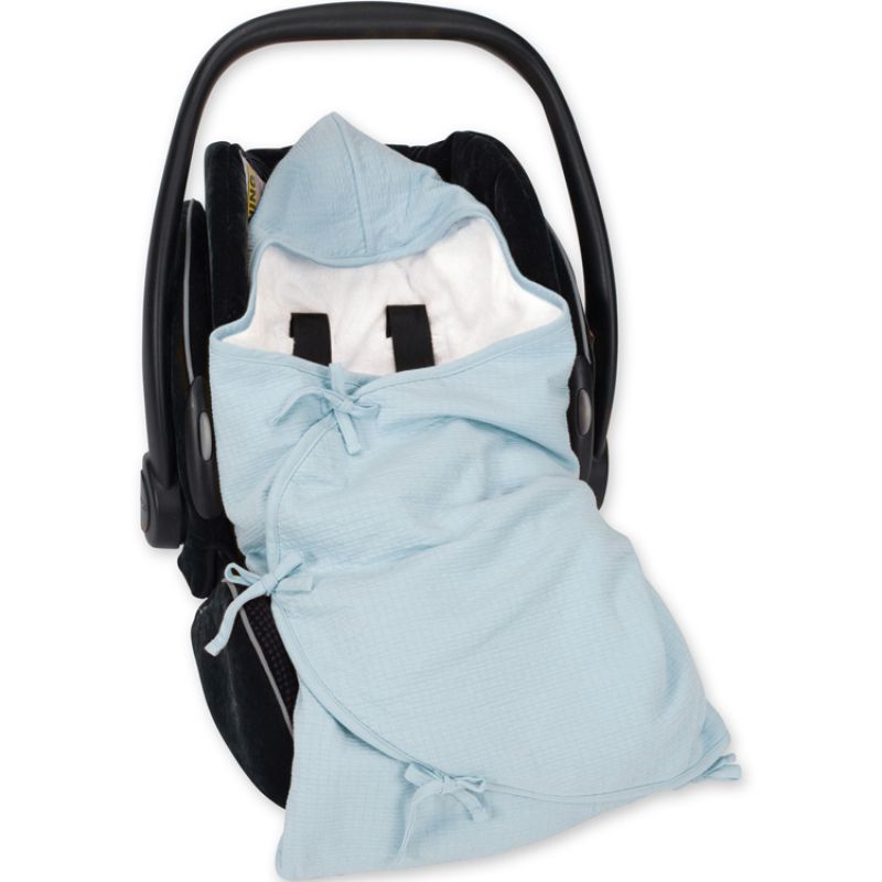 Couverture nomade légère Mini Nest Cadum bleu breeze Bemini